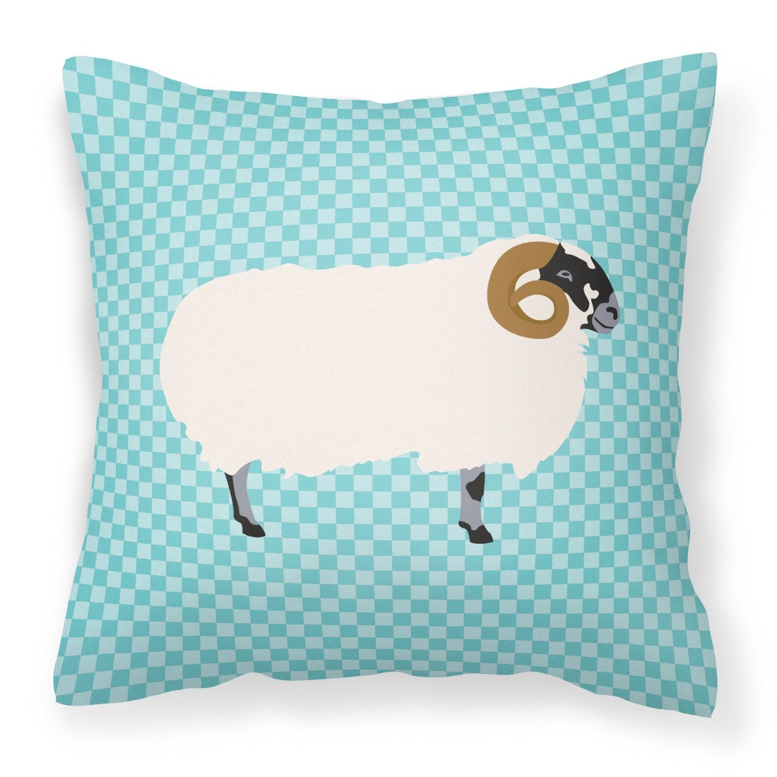 Scottish Blackface Sheep Blue Check Fabric Decorative Pillow BB8147PW1818 by Caroline&#39;s Treasures