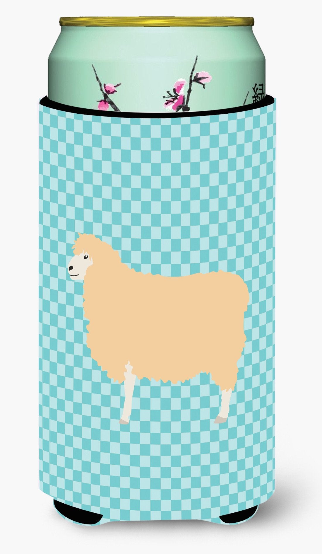 English Leicester Longwool Sheep Blue Check Tall Boy Beverage Insulator Hugger BB8148TBC by Caroline&#39;s Treasures