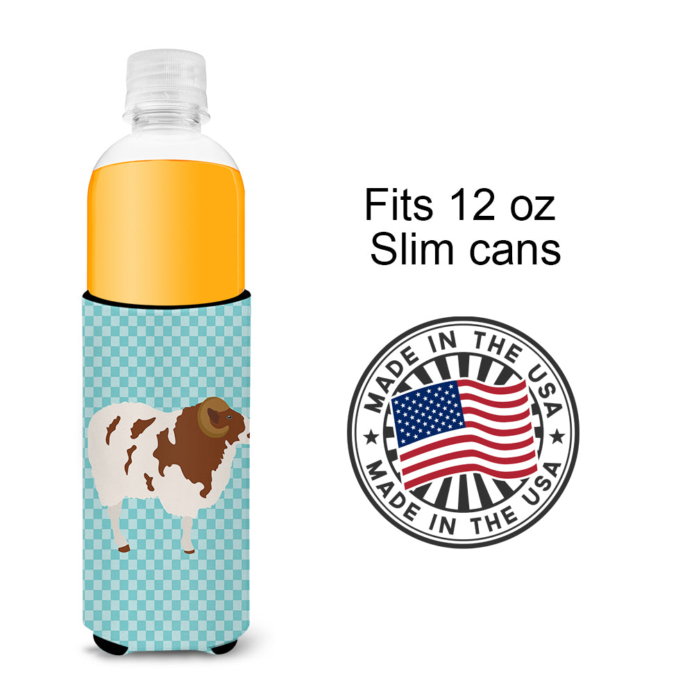 Jacob Sheep Blue Check  Ultra Hugger for slim cans
