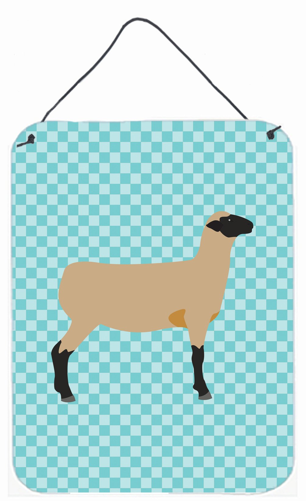 Hampshire Down Sheep Blue Check Wall or Door Hanging Prints BB8150DS1216 by Caroline&#39;s Treasures