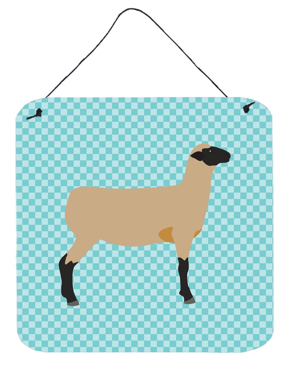 Hampshire Down Sheep Blue Check Wall or Door Hanging Prints BB8150DS66 by Caroline&#39;s Treasures