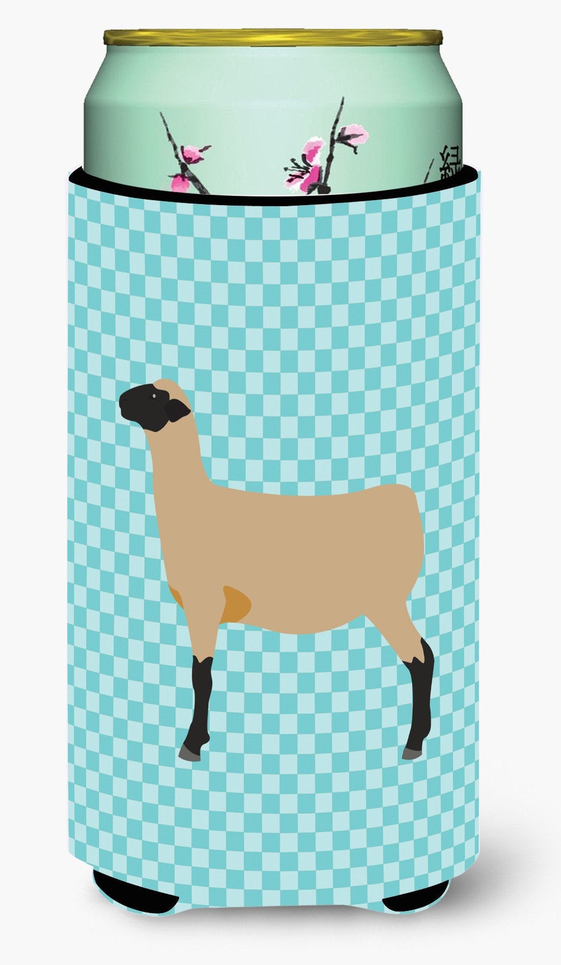 Hampshire Down Sheep Blue Check Tall Boy Beverage Insulator Hugger BB8150TBC by Caroline&#39;s Treasures