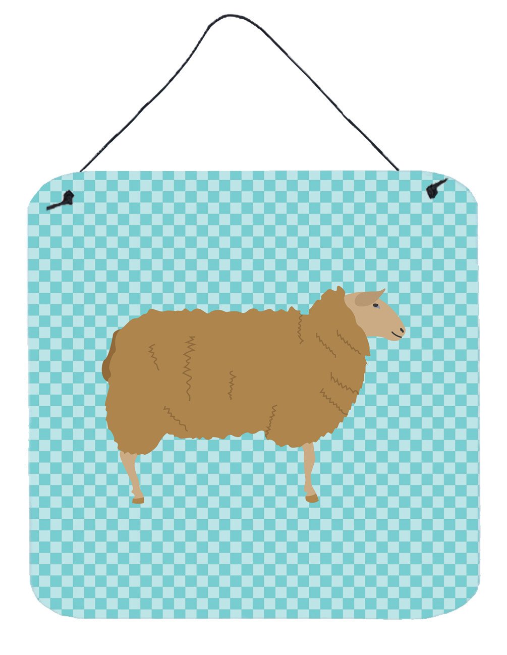 East Friesian Sheep Blue Check Wall or Door Hanging Prints BB8151DS66 by Caroline's Treasures