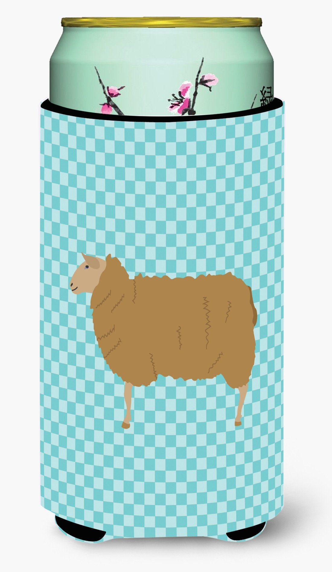 East Friesian Sheep Blue Check Tall Boy Beverage Insulator Hugger BB8151TBC by Caroline's Treasures