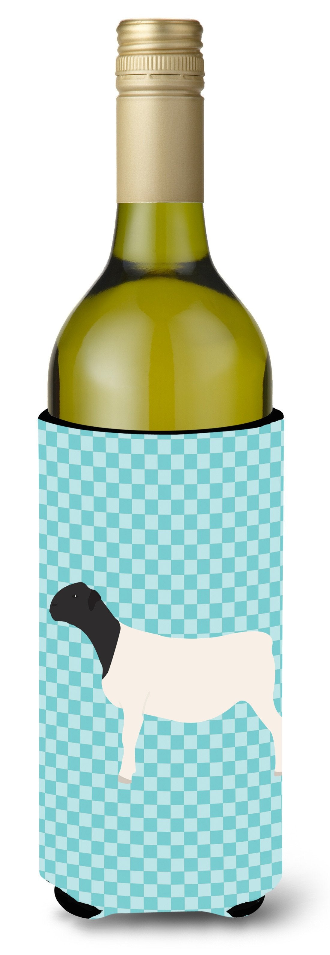 Dorper Sheep Blue Check Wine Bottle Beverge Insulator Hugger BB8152LITERK by Caroline&#39;s Treasures