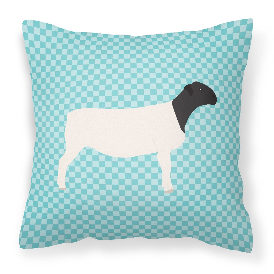 Dorper Sheep Blue Check Fabric Decorative Pillow BB8152PW1818 by Caroline&#39;s Treasures