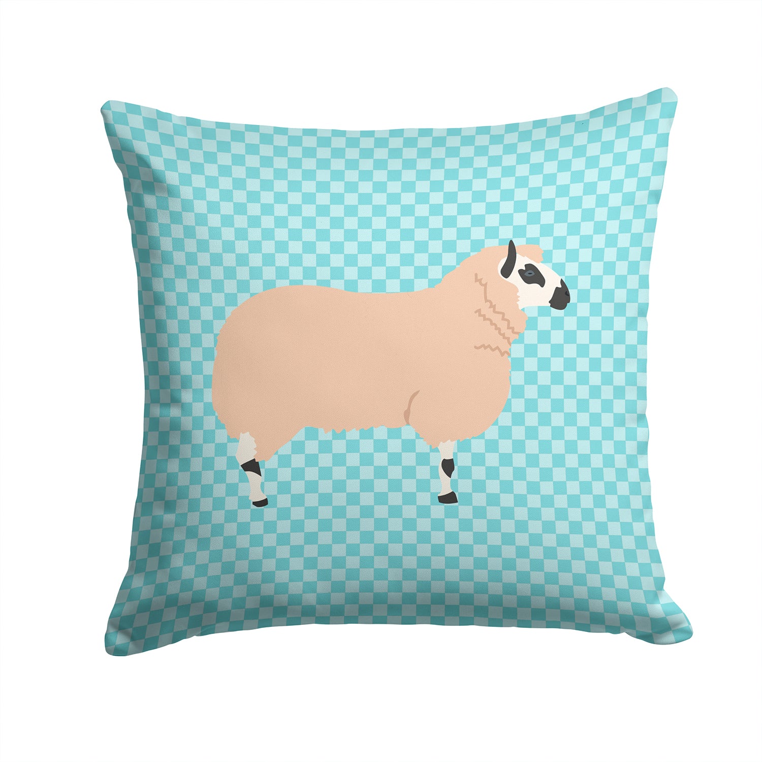 Kerry Hill Sheep Blue Check Fabric Decorative Pillow BB8153PW1414 - the-store.com