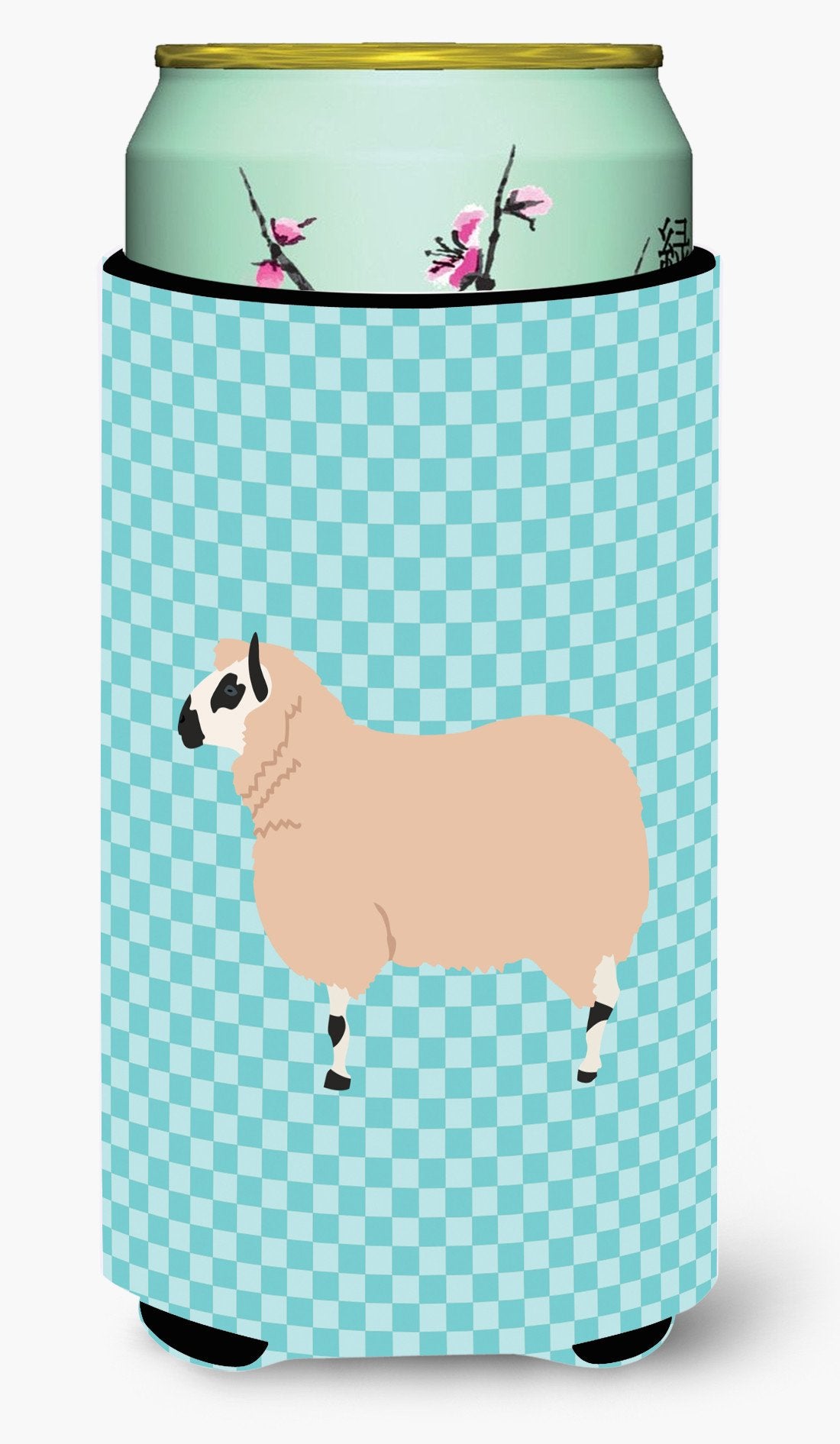 Kerry Hill Sheep Blue Check Tall Boy Beverage Insulator Hugger BB8153TBC by Caroline&#39;s Treasures