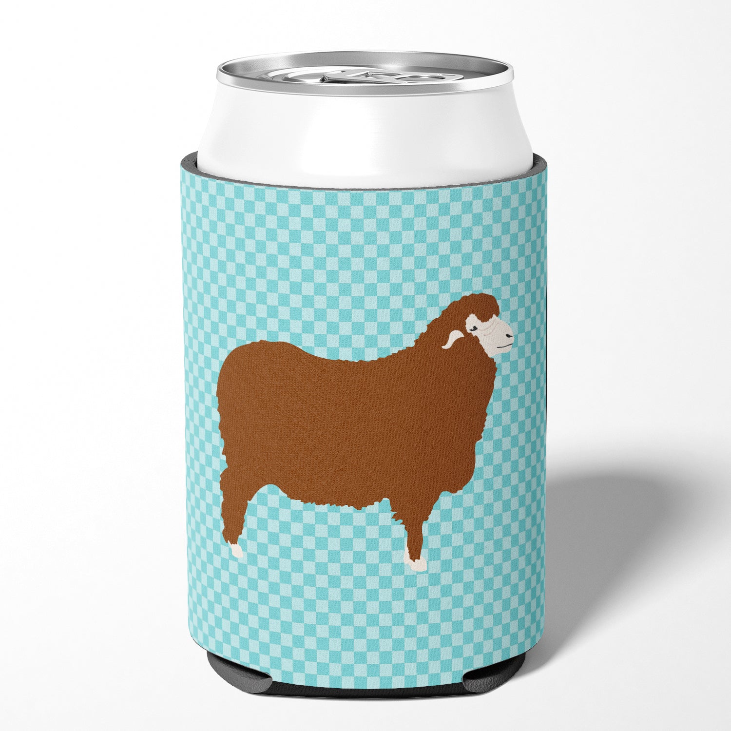 Merino Sheep Blue Check Can or Bottle Hugger BB8155CC