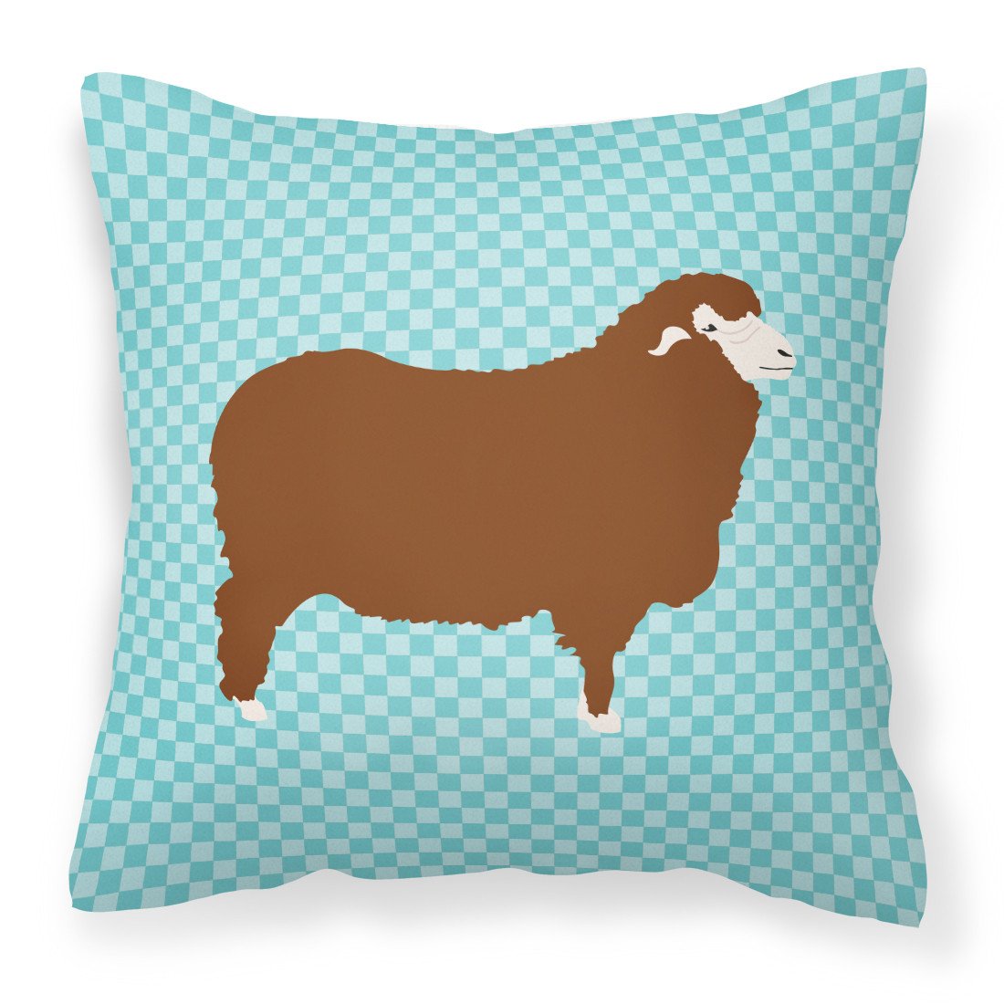 Merino Sheep Blue Check Fabric Decorative Pillow BB8155PW1818 by Caroline's Treasures