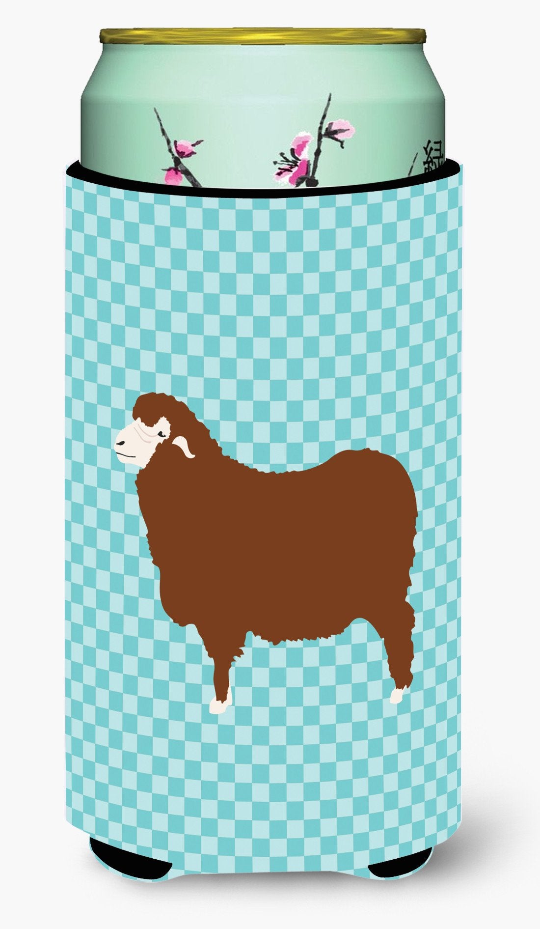 Merino Sheep Blue Check Tall Boy Beverage Insulator Hugger BB8155TBC by Caroline&#39;s Treasures