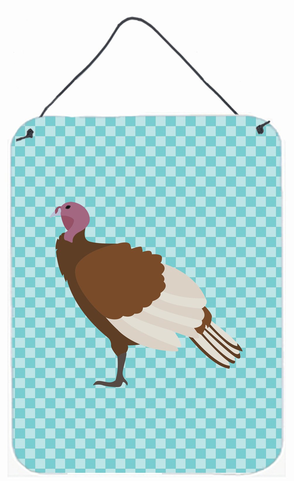Bourbon Red Turkey Hen Blue Check Wall or Door Hanging Prints BB8156DS1216 by Caroline&#39;s Treasures