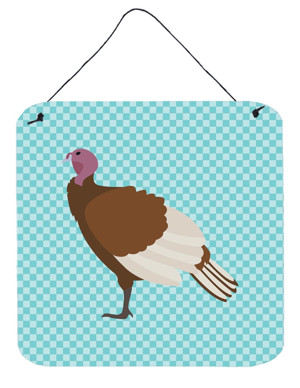Bourbon Red Turkey Hen Blue Check Wall or Door Hanging Prints BB8156DS66 by Caroline&#39;s Treasures