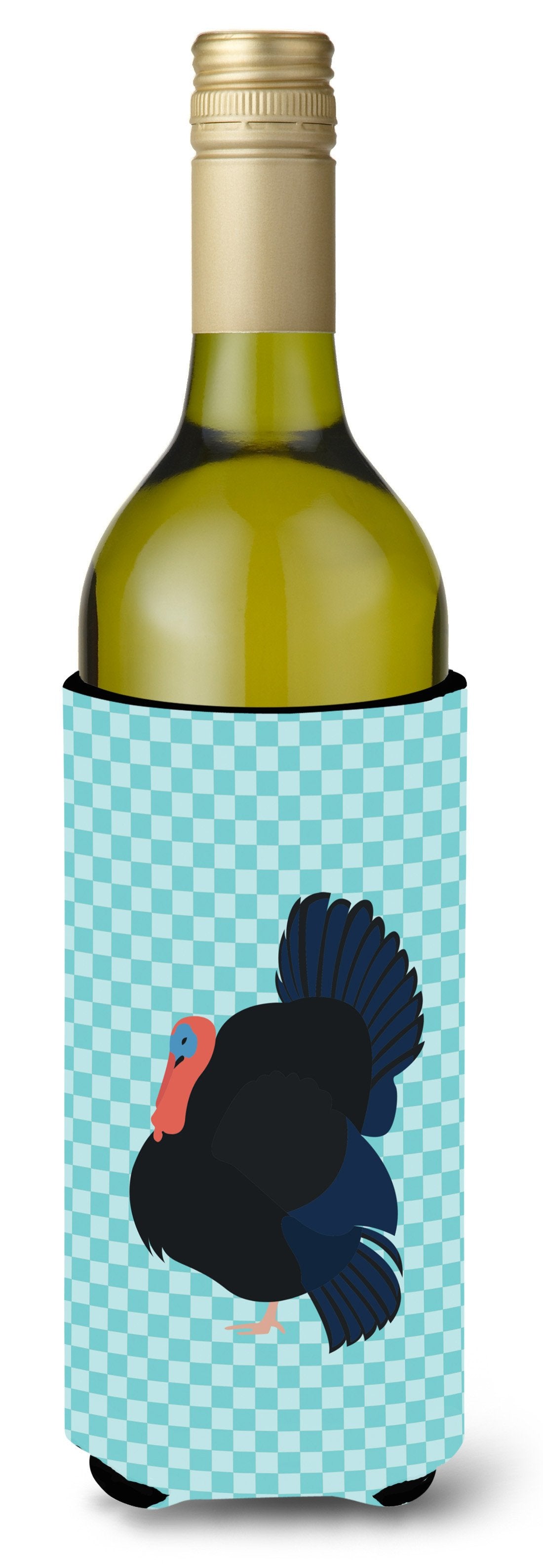 Norfolk Black Turkey Blue Check Wine Bottle Beverge Insulator Hugger BB8159LITERK by Caroline&#39;s Treasures