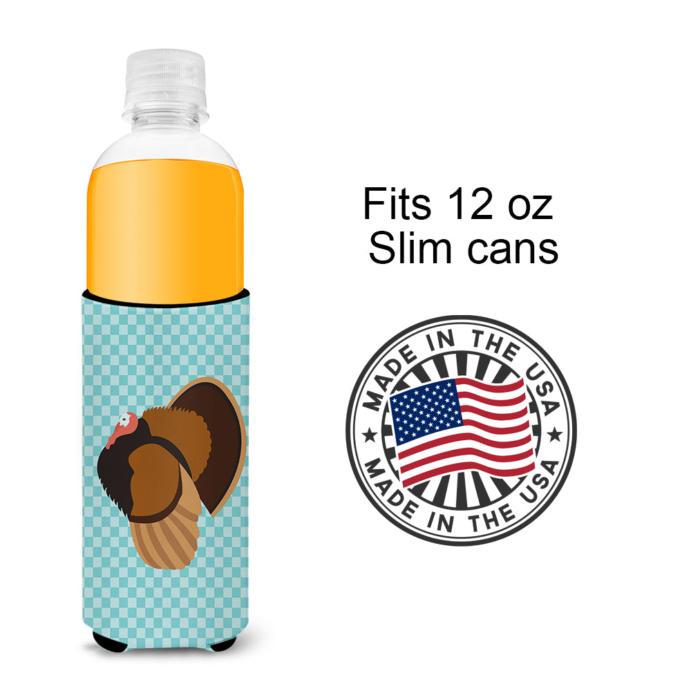 Bronze Turkey Blue Check  Ultra Hugger for slim cans
