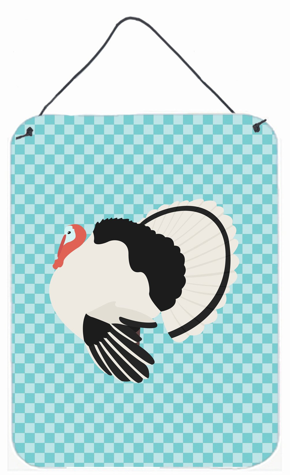 Royal Palm Turkey Blue Check Wall or Door Hanging Prints BB8162DS1216 by Caroline's Treasures