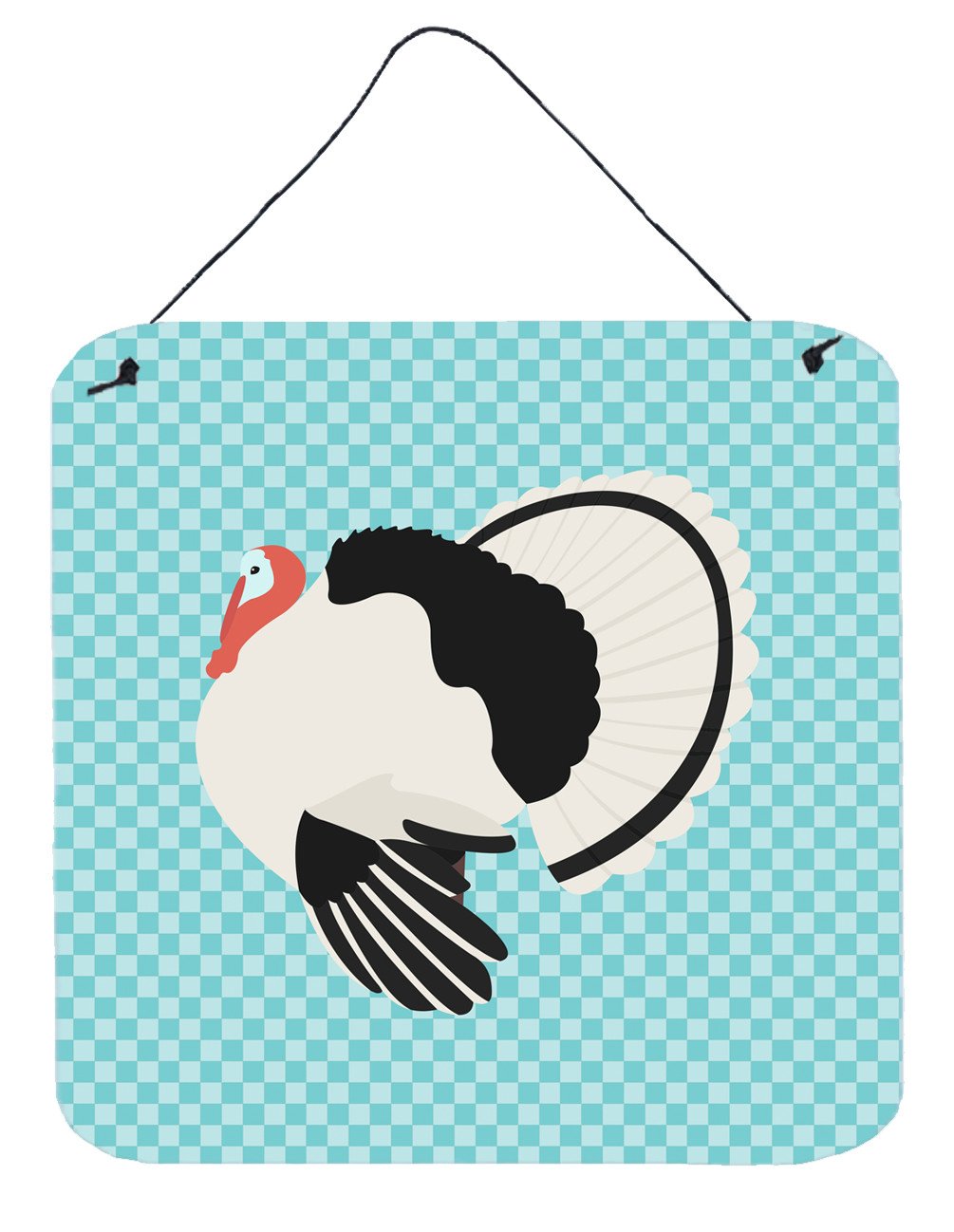 Royal Palm Turkey Blue Check Wall or Door Hanging Prints BB8162DS66 by Caroline's Treasures