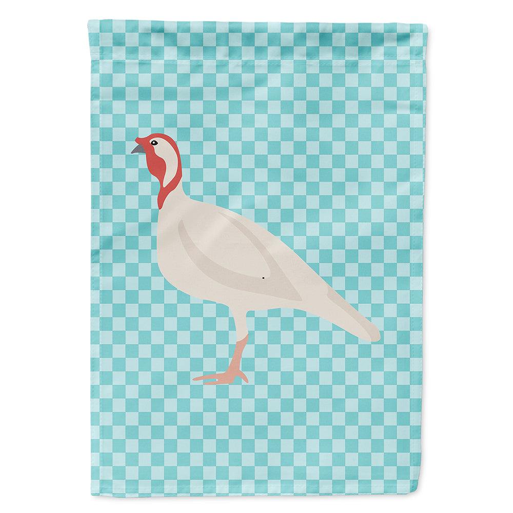 Beltsville Small White Turkey Hen Blue Check Flag Canvas House Size BB8163CHF