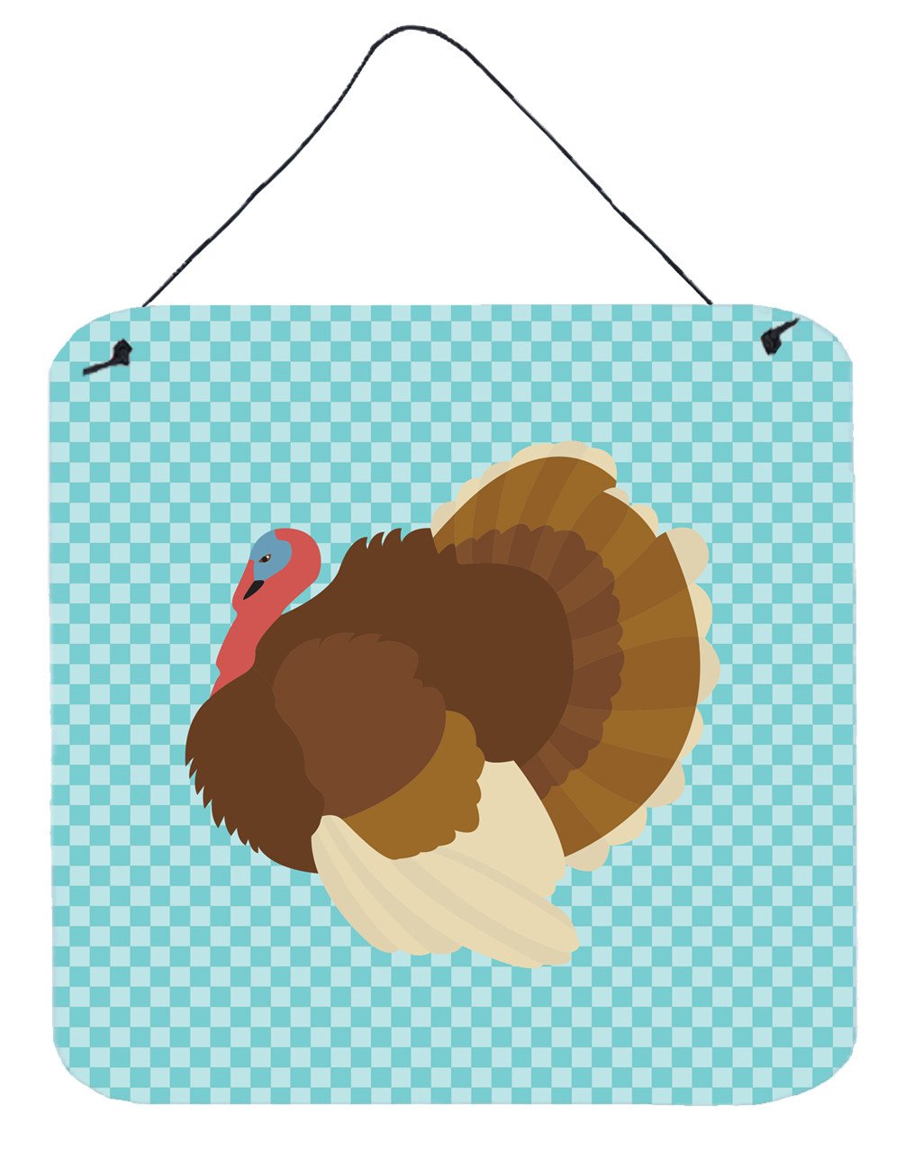 French Turkey Dindon Blue Check Wall or Door Hanging Prints BB8164DS66 by Caroline&#39;s Treasures