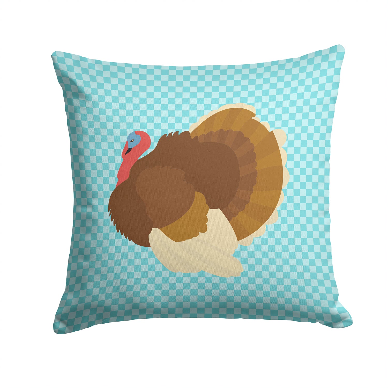 French Turkey Dindon Blue Check Fabric Decorative Pillow BB8164PW1414 - the-store.com