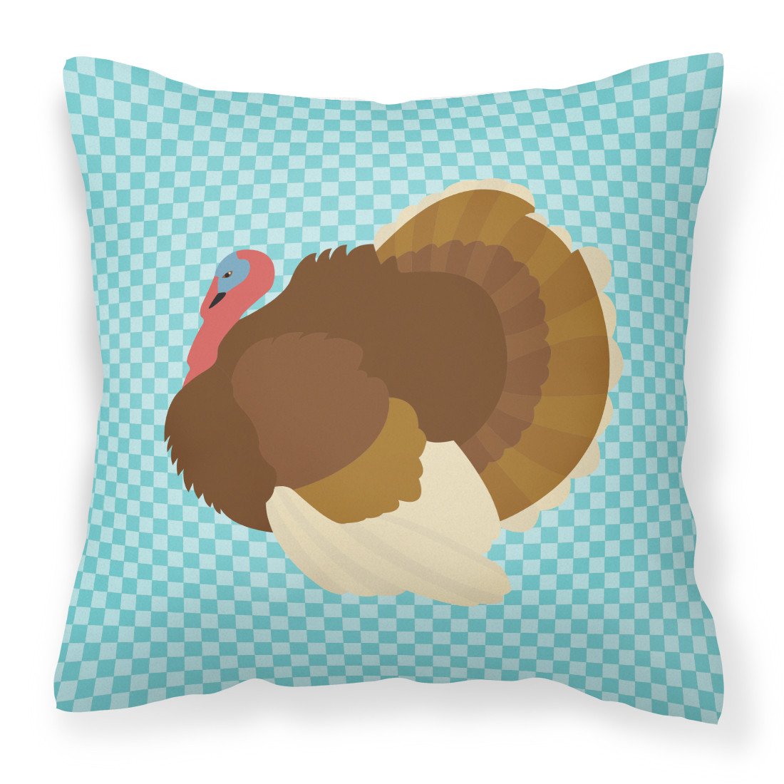 French Turkey Dindon Blue Check Fabric Decorative Pillow BB8164PW1818 by Caroline&#39;s Treasures