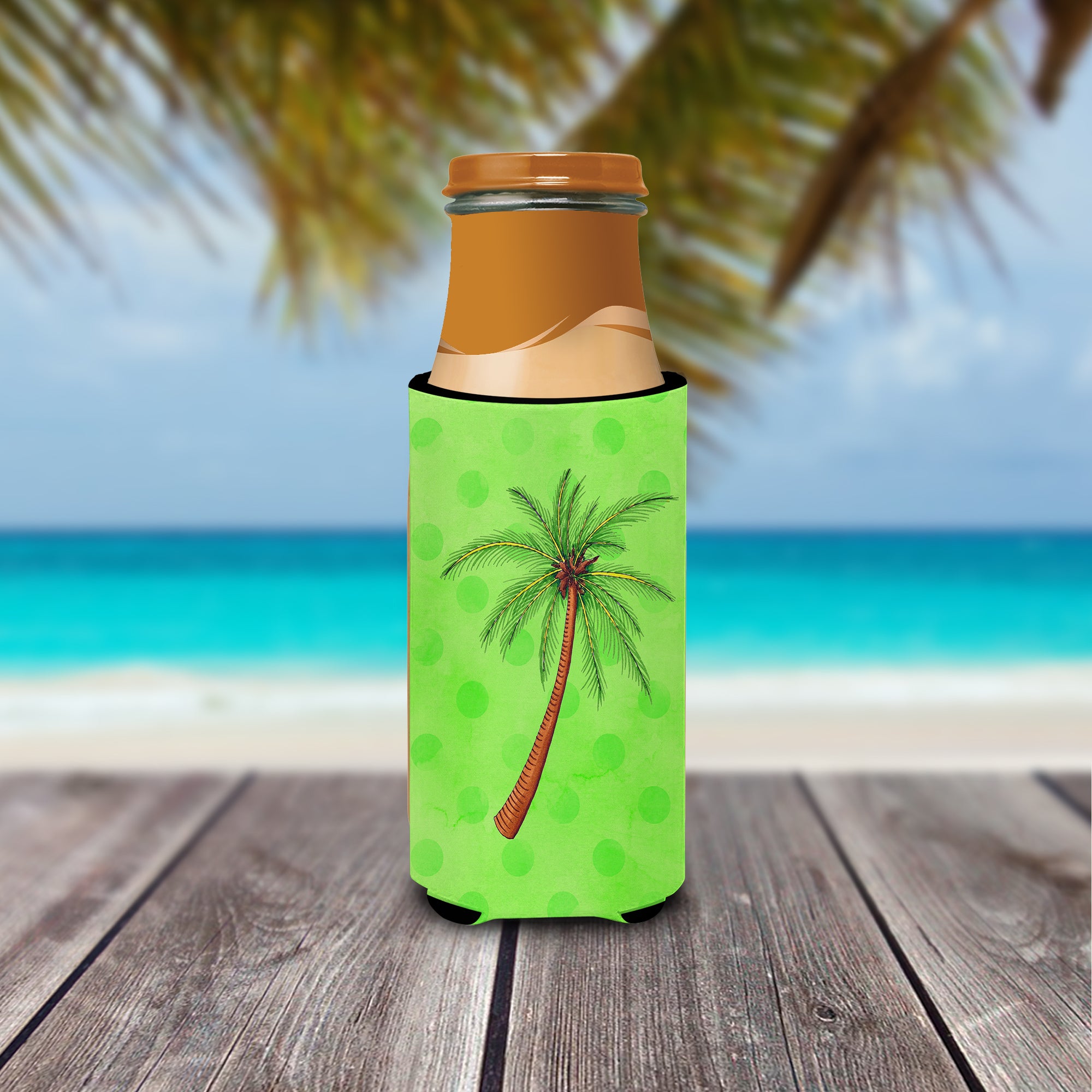 Palm Tree Green Polkadot  Ultra Hugger for slim cans BB8165MUK
