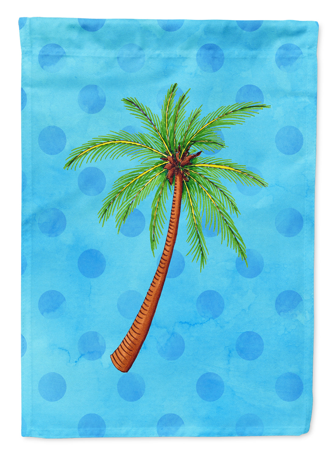 Palm Tree Blue Polkadot Flag Canvas House Size BB8166CHF  the-store.com.