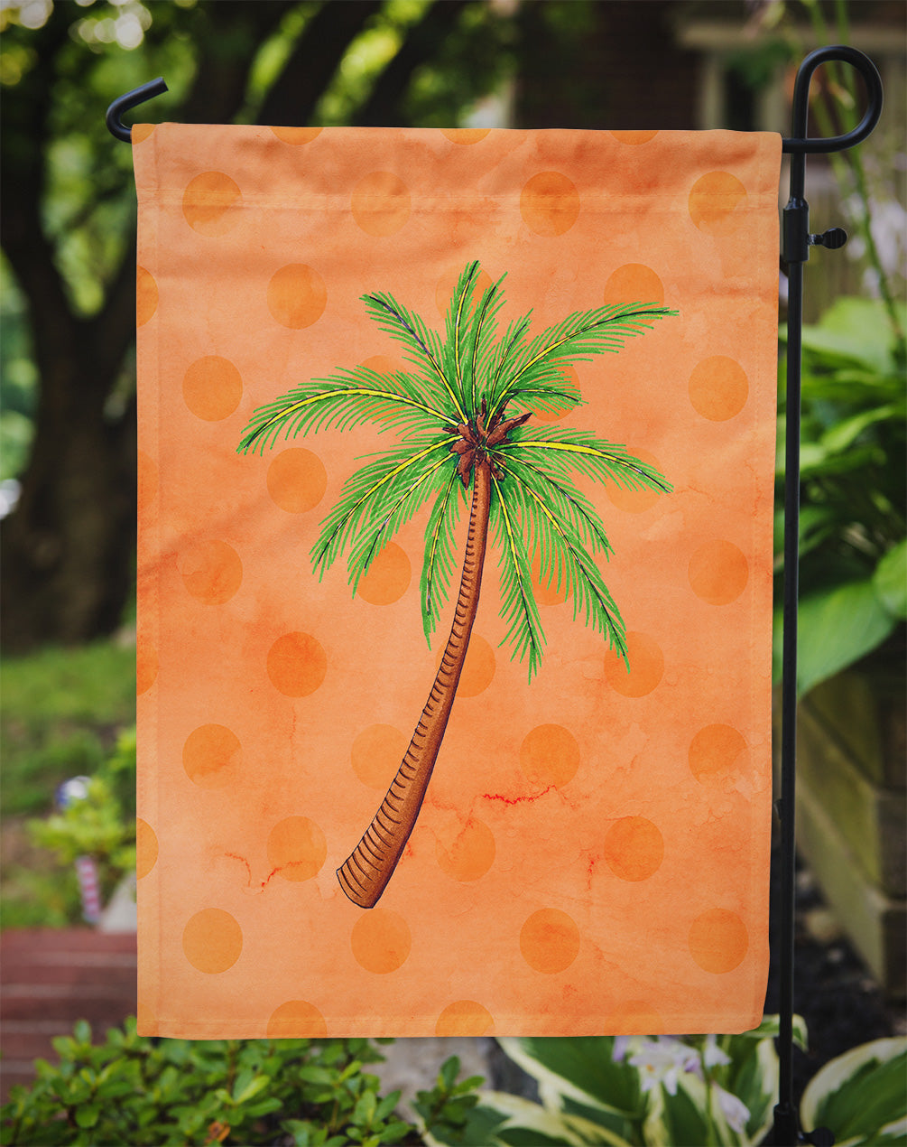 Palm Tree Orange Polkadot Flag Garden Size BB8168GF