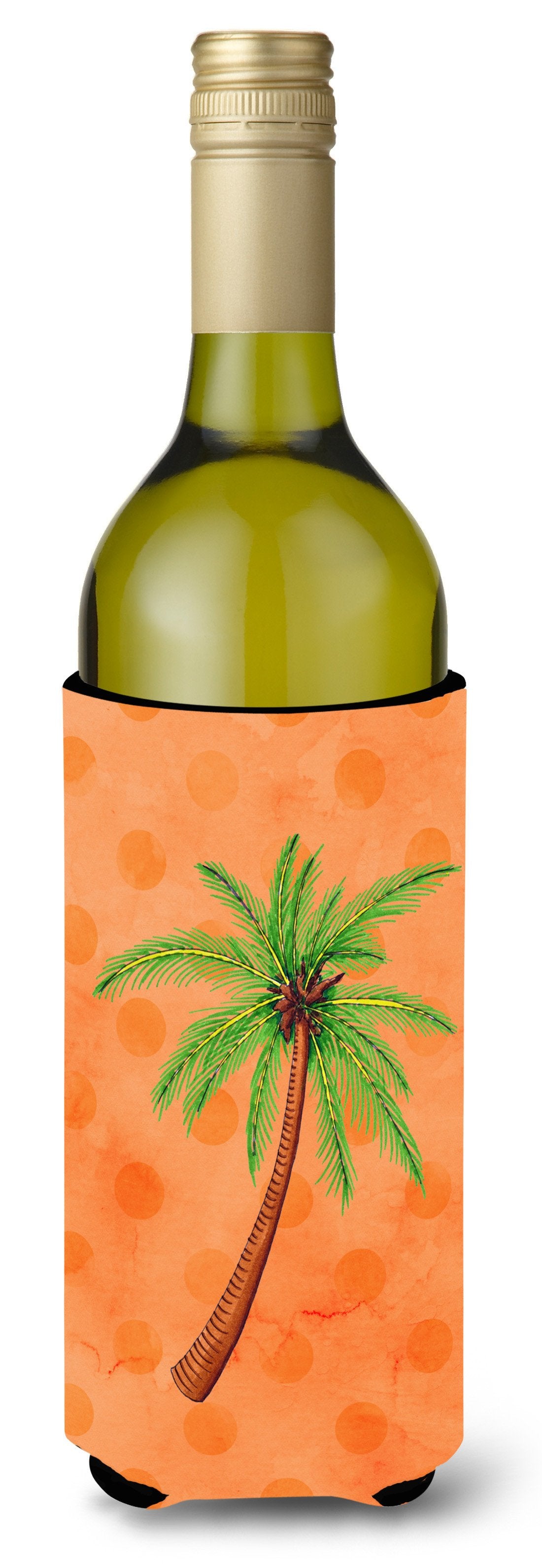 Palm Tree Orange Polkadot Wine Bottle Beverge Insulator Hugger BB8168LITERK by Caroline&#39;s Treasures