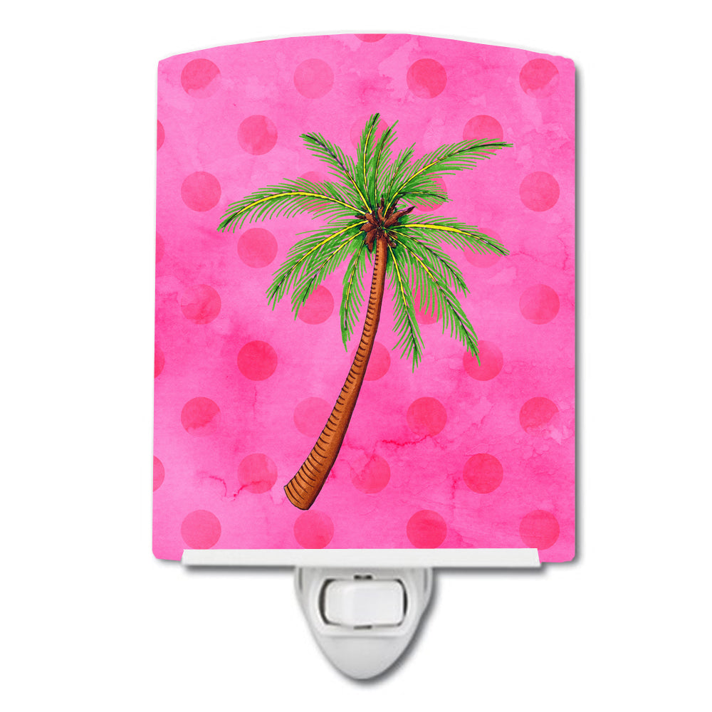 Palm Tree Pink Polkadot Ceramic Night Light BB8169CNL - the-store.com