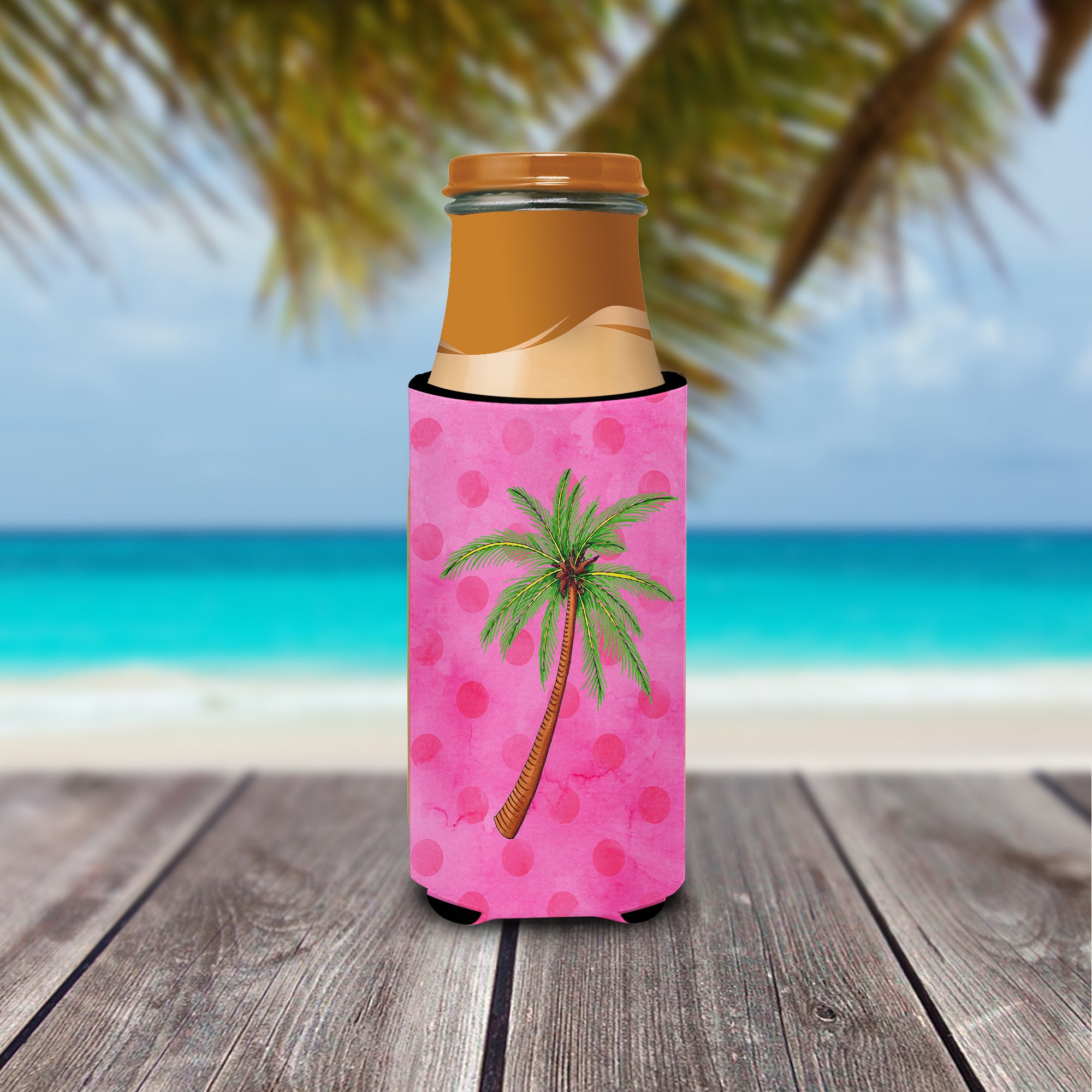 Palm Tree Pink Polkadot  Ultra Hugger for slim cans BB8169MUK
