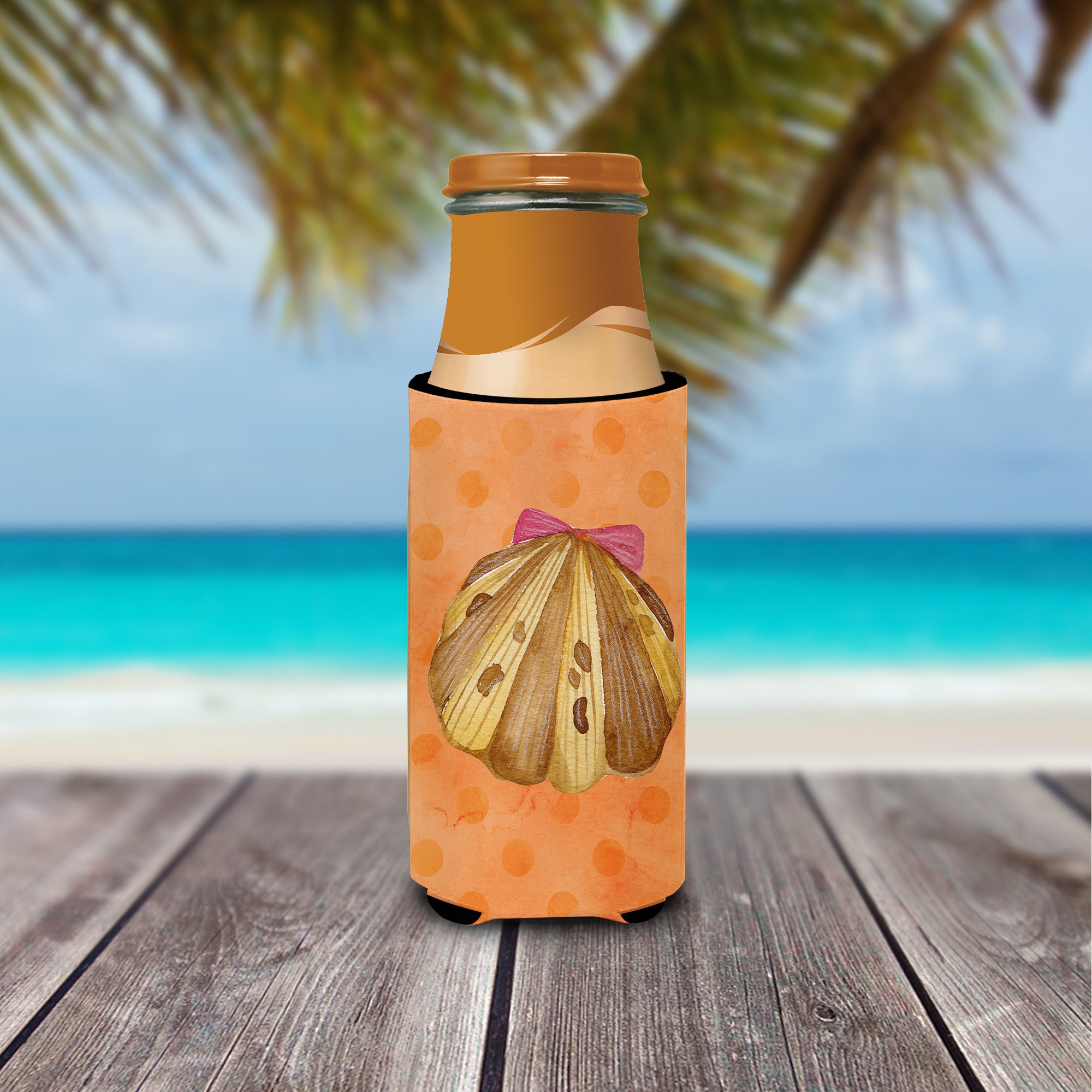 Sea Shell Orange Polkadot  Ultra Hugger for slim cans BB8173MUK
