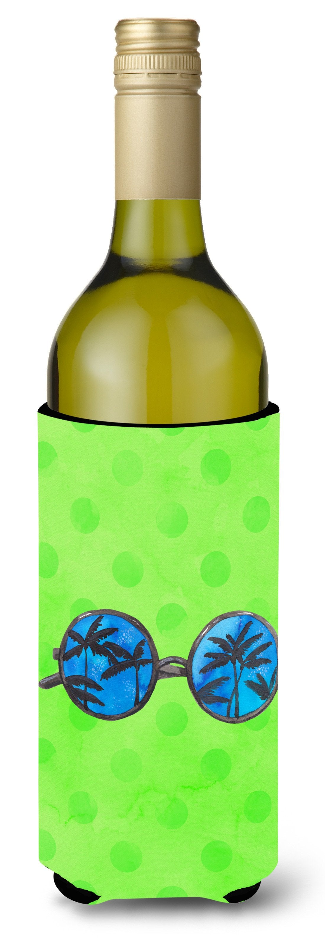 Sunglasses Green Polkadot Wine Bottle Beverge Insulator Hugger BB8175LITERK by Caroline's Treasures