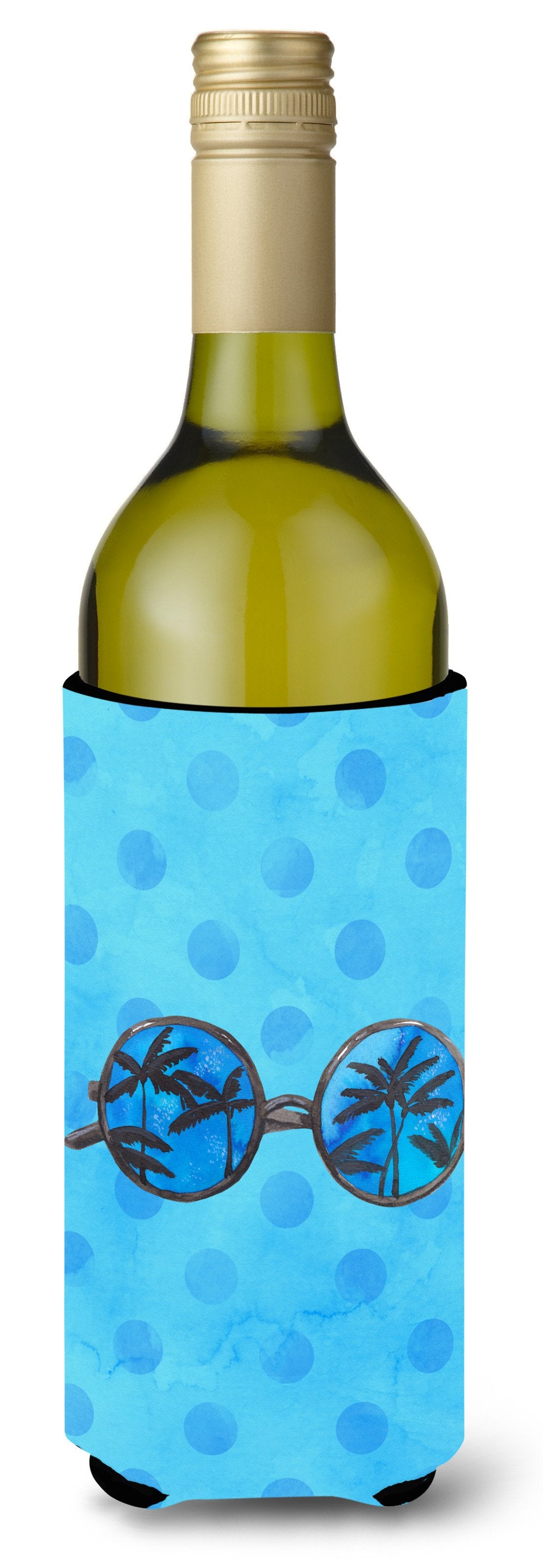 Sunglasses Blue Polkadot Wine Bottle Beverge Insulator Hugger BB8176LITERK by Caroline's Treasures