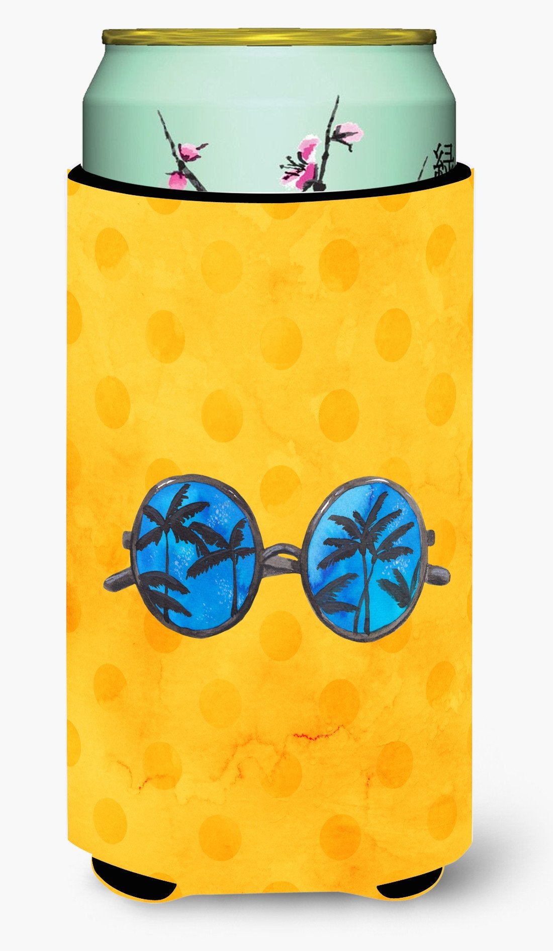 Sunglasses Yellow Polkadot Tall Boy Beverage Insulator Hugger BB8177TBC by Caroline's Treasures