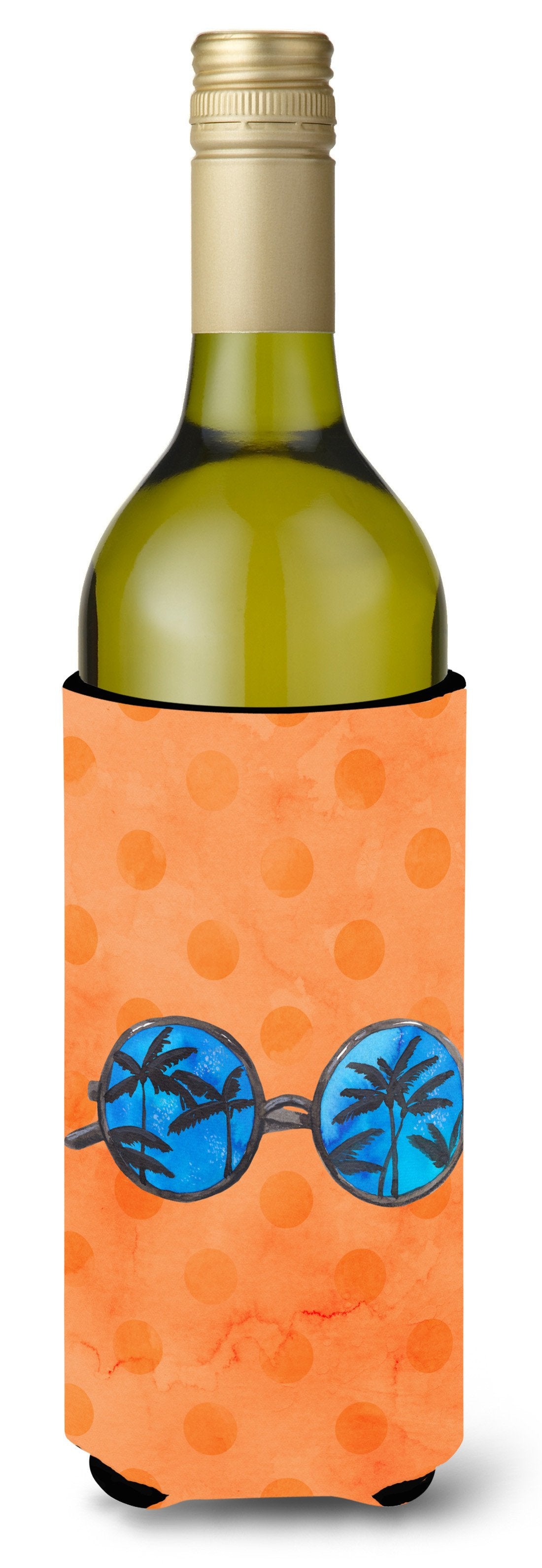 Sunglasses Orange Polkadot Wine Bottle Beverge Insulator Hugger BB8178LITERK by Caroline&#39;s Treasures