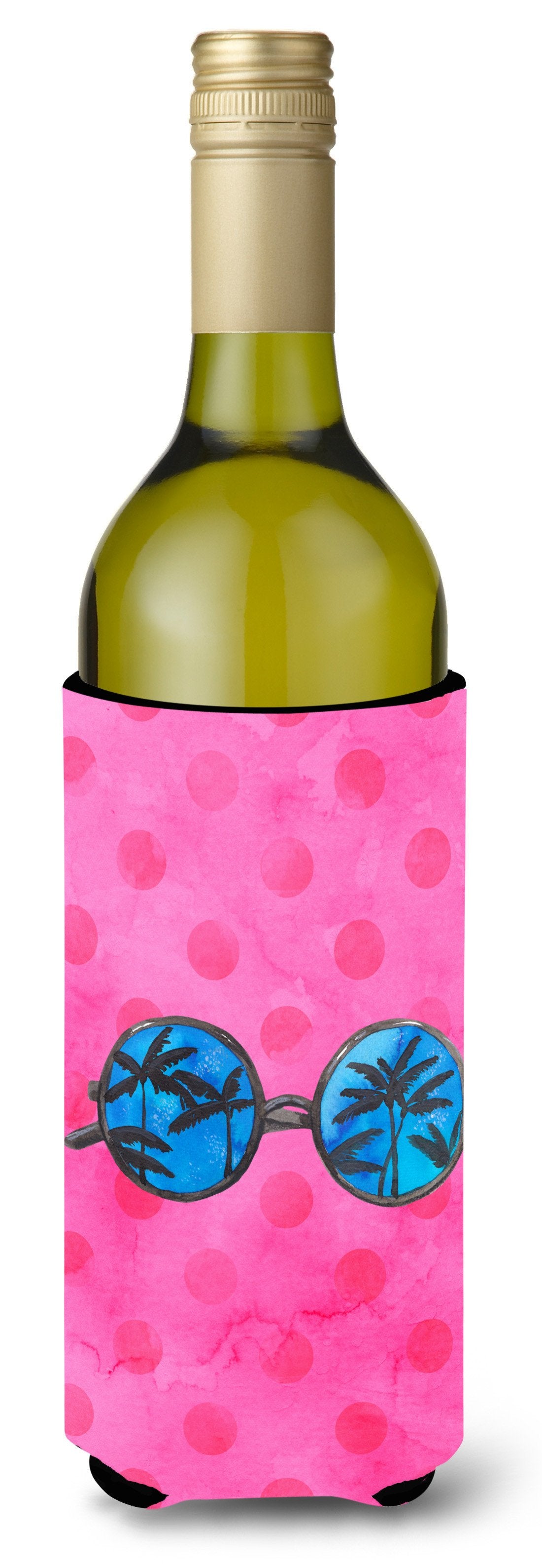 Sunglasses Pink Polkadot Wine Bottle Beverge Insulator Hugger BB8179LITERK by Caroline's Treasures