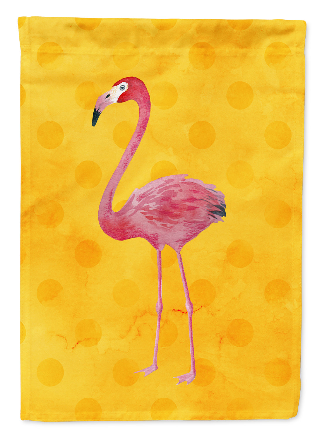 Flamingo Yellow Polkadot Flag Garden Size BB8187GF  the-store.com.