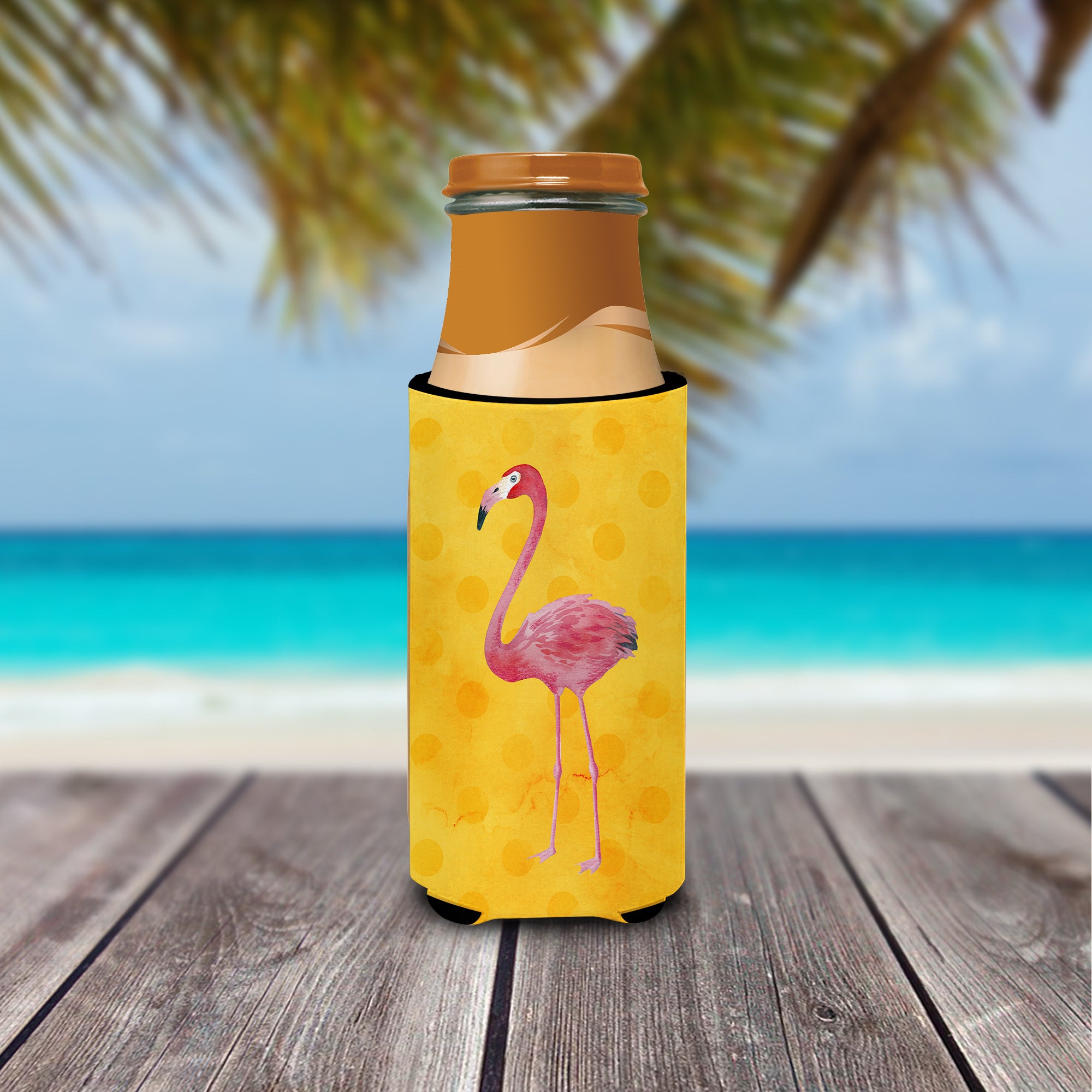 Flamingo Yellow Polkadot  Ultra Hugger for slim cans BB8187MUK  the-store.com.