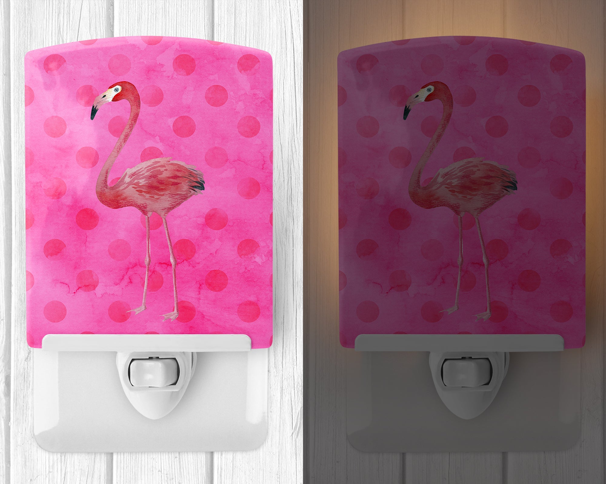 Flamingo Pink Polkadot Ceramic Night Light BB8189CNL - the-store.com
