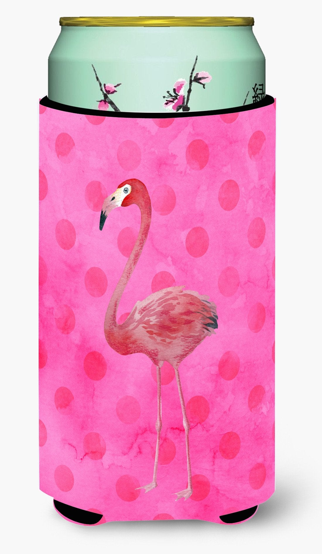 Flamingo Pink Polkadot Tall Boy Beverage Insulator Hugger BB8189TBC by Caroline&#39;s Treasures