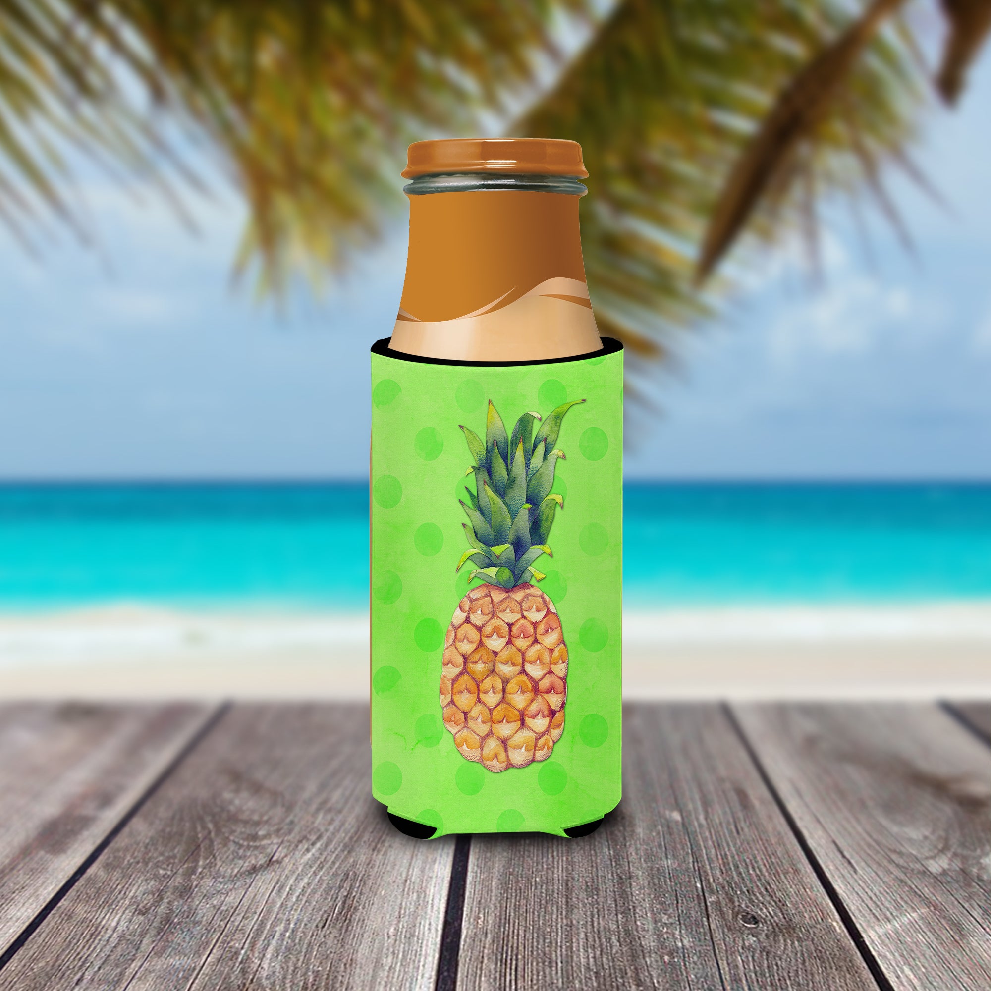 Pineapple Green Polkadot  Ultra Hugger for slim cans BB8190MUK