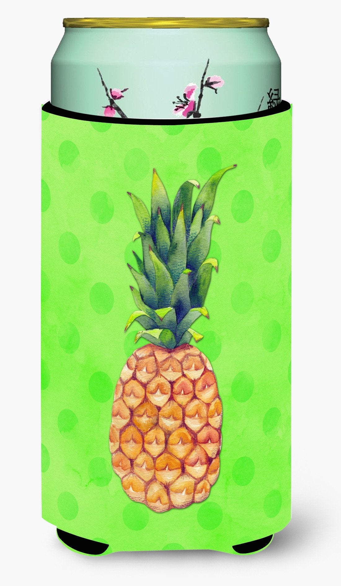 Pineapple Green Polkadot Tall Boy Beverage Insulator Hugger BB8190TBC by Caroline&#39;s Treasures