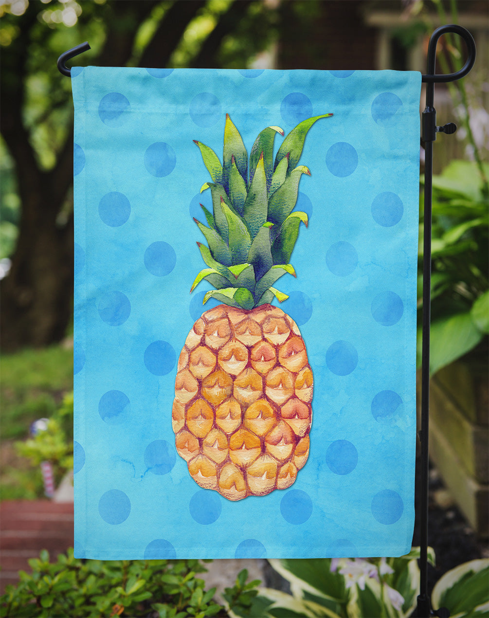 Pineapple Blue Polkadot Flag Garden Size BB8191GF