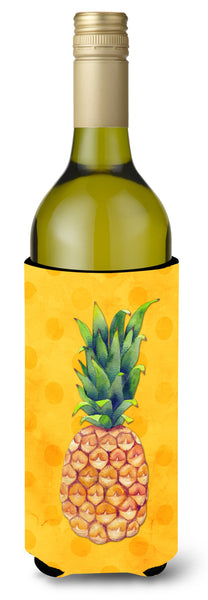 Pineapple Yellow Polkadot Wine Bottle Beverge Insulator Hugger BB8192LITERK by Caroline's Treasures