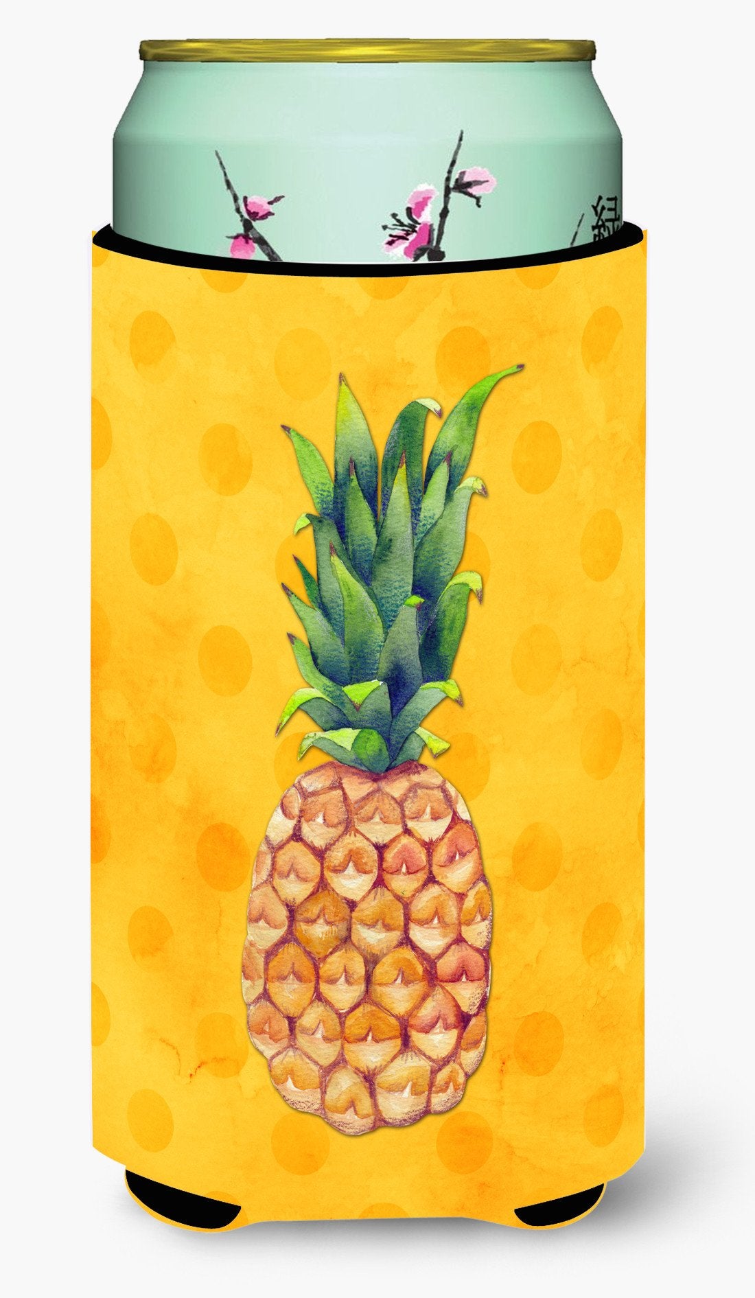 Pineapple Yellow Polkadot Tall Boy Beverage Insulator Hugger BB8192TBC by Caroline&#39;s Treasures
