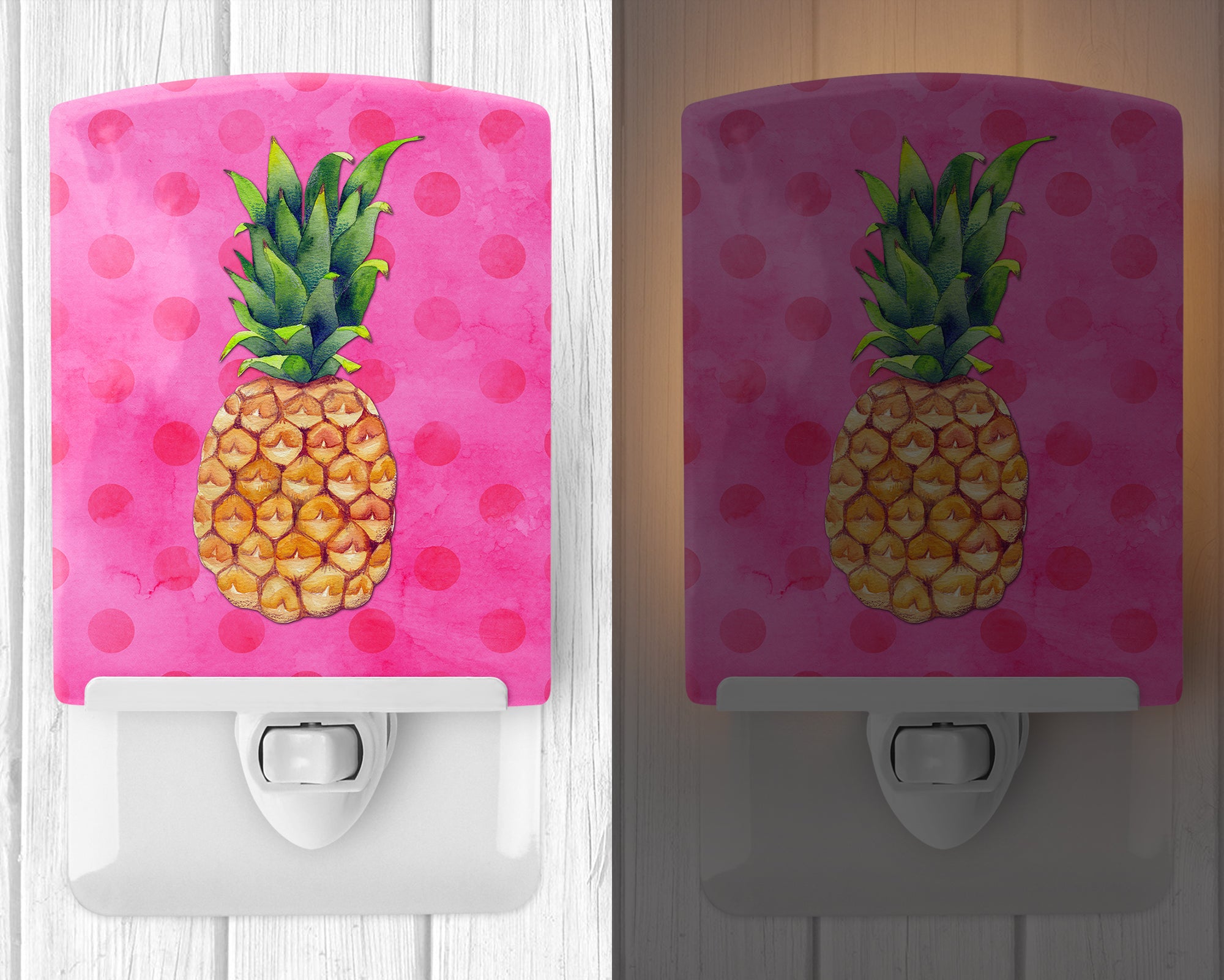 Pineapple Pink Polkadot Ceramic Night Light BB8194CNL - the-store.com