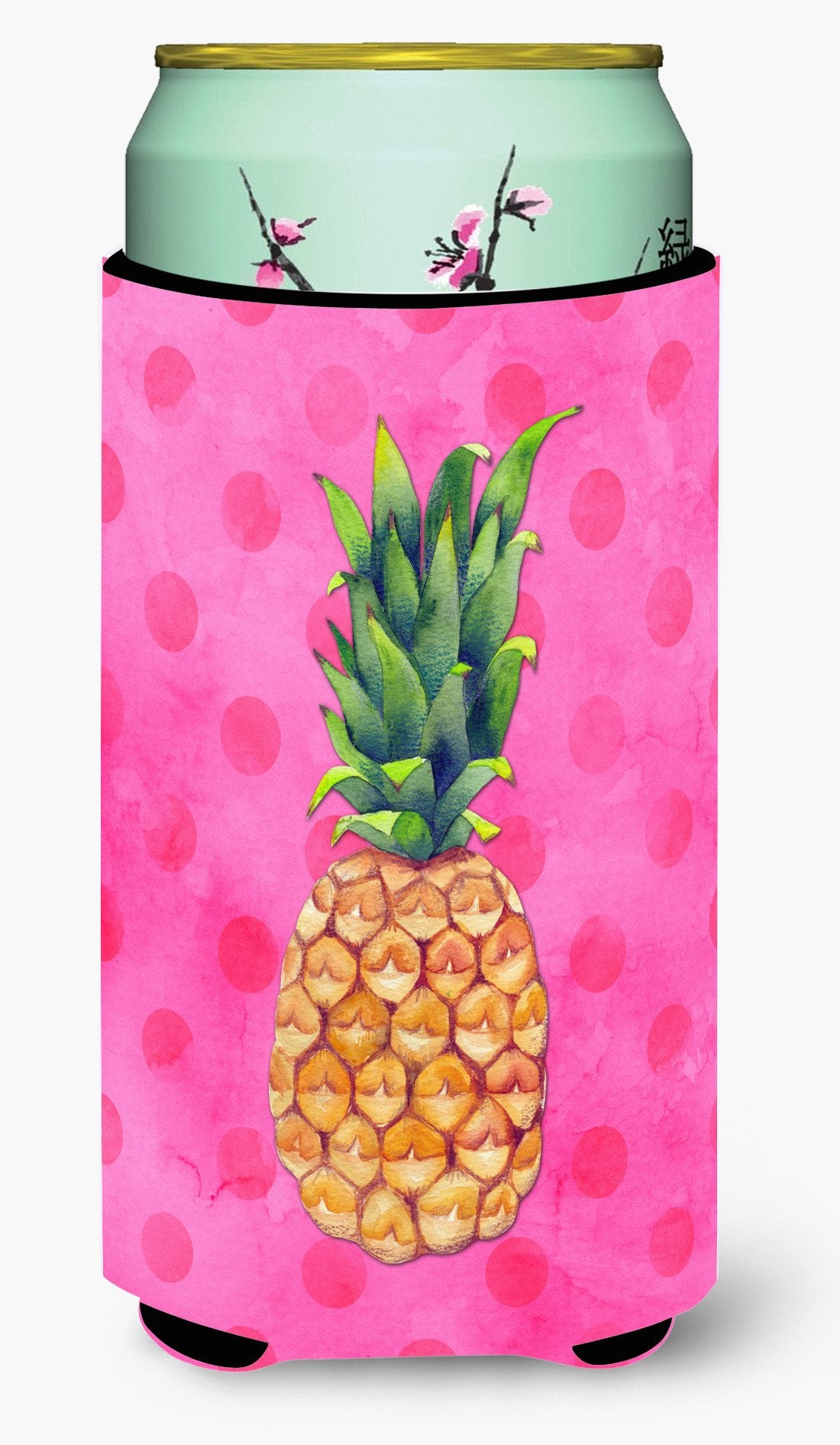 Pineapple Pink Polkadot Tall Boy Beverage Insulator Hugger BB8194TBC by Caroline&#39;s Treasures