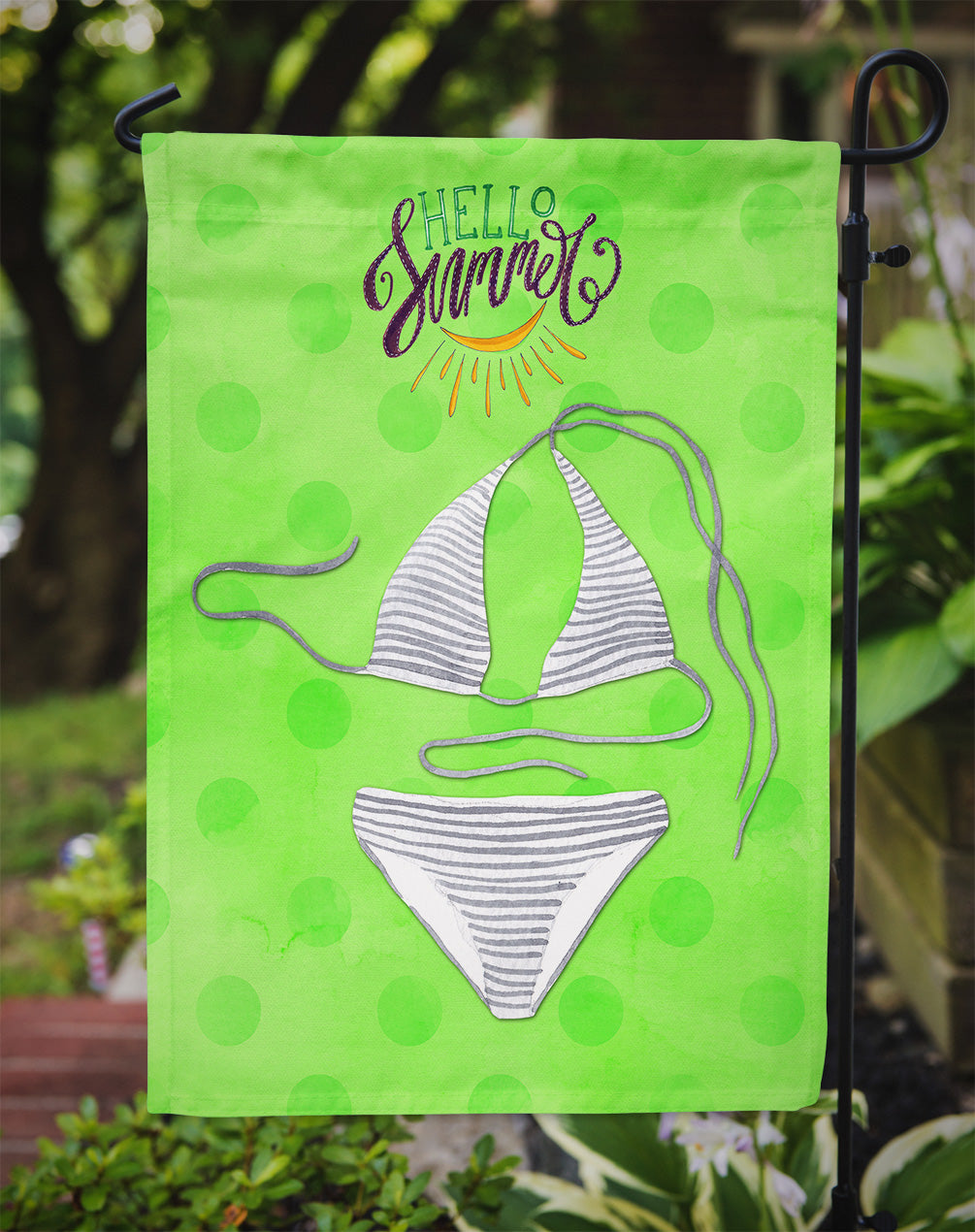 Bikini Swimsuit Green Polkadot Flag Garden Size BB8195GF