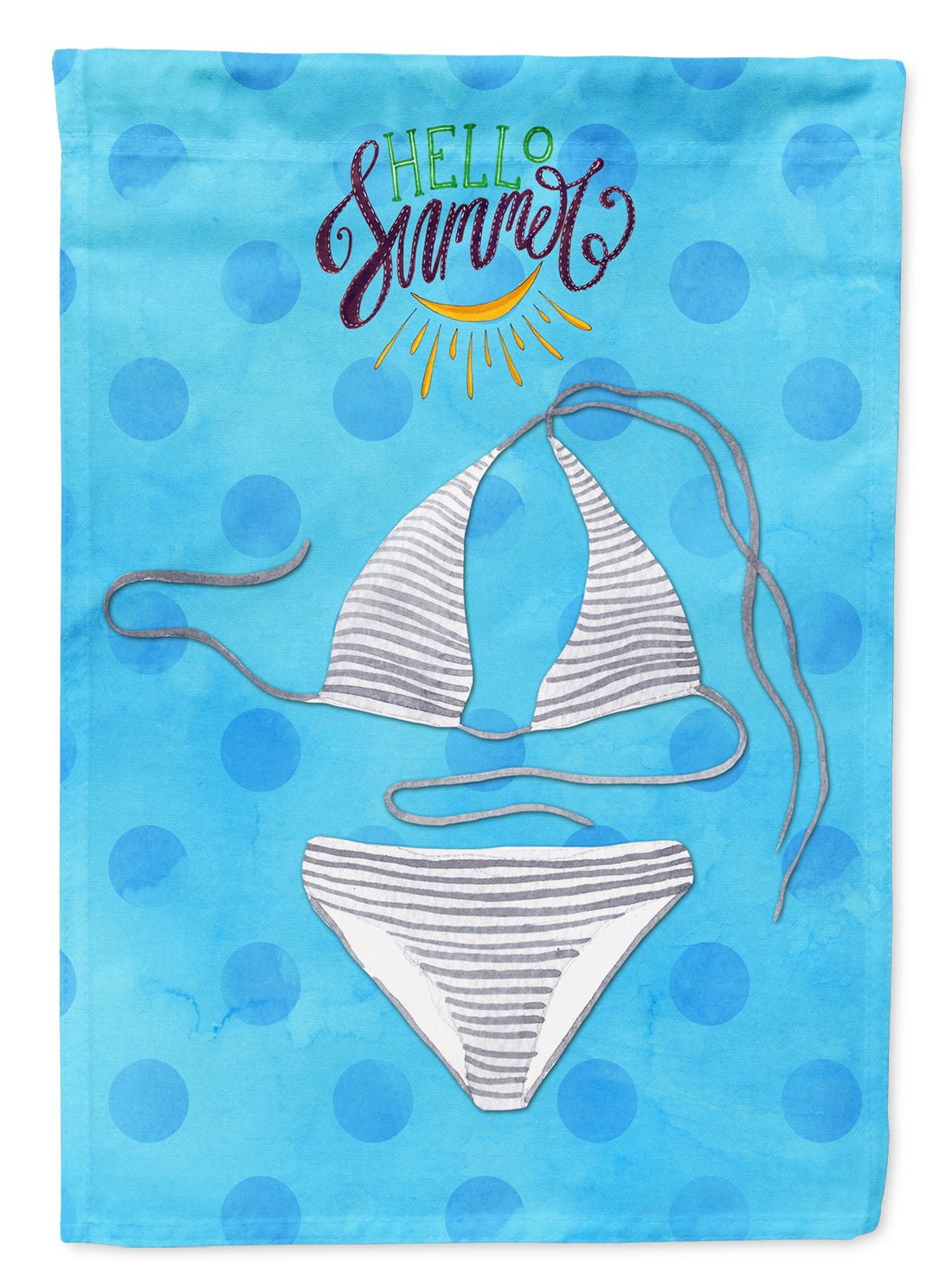 Bikini Swimsuit Blue Polkadot Flag Garden Size BB8196GF